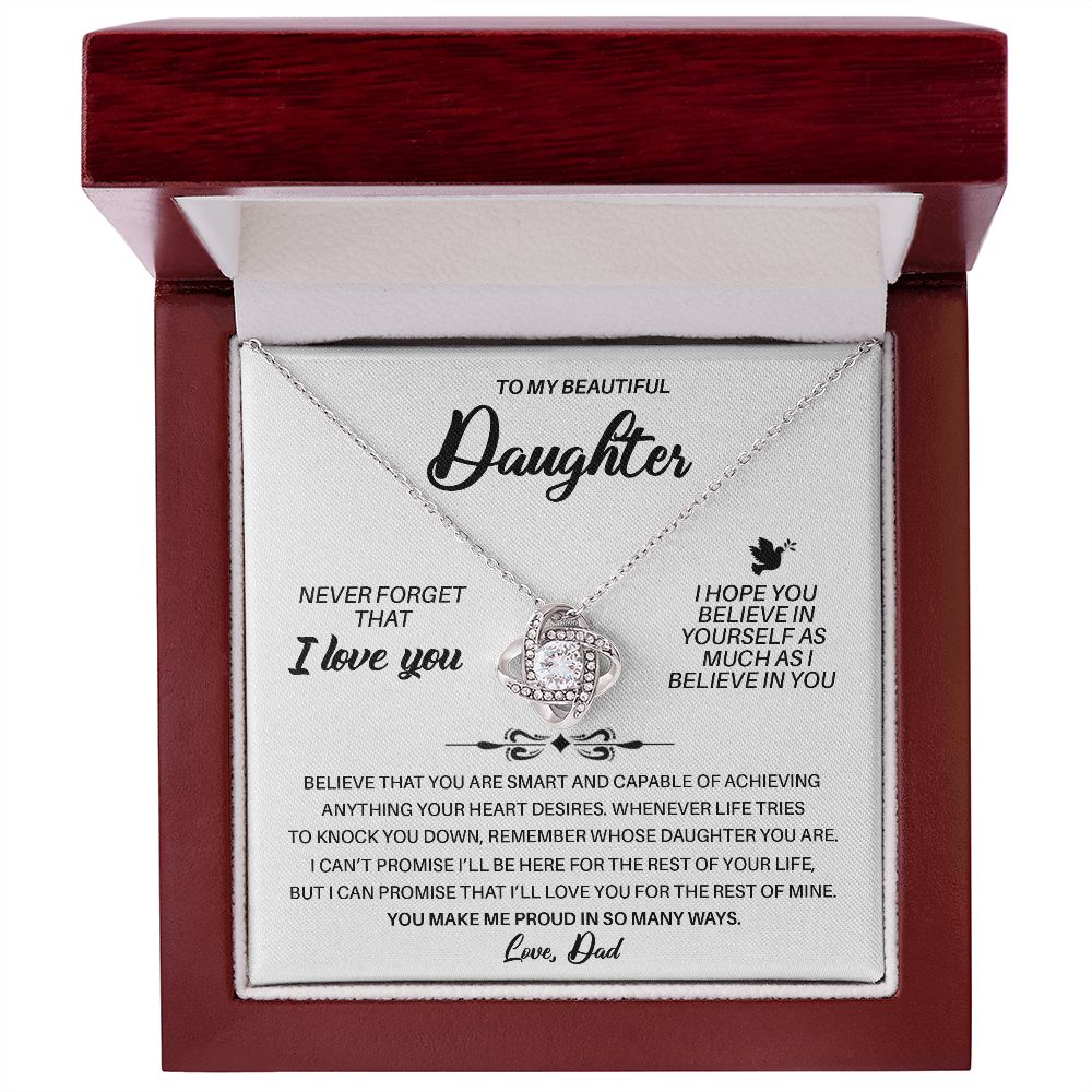 To My Daughter - You Make Me Proud In So Many Ways - Love Knot Necklace Gift