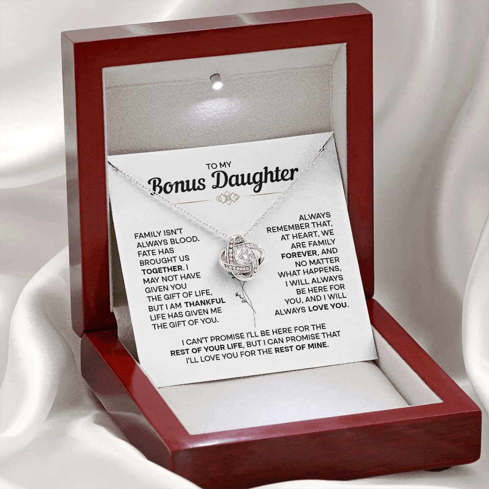 To My Bonus Daughter - My Family Forever - Love Knot Necklace