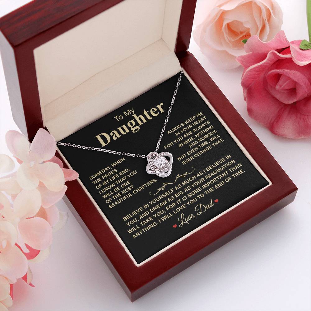 Love Knot Necklace - Daughter Beautiful Chapters - Unique Gift For Daughter From Dad