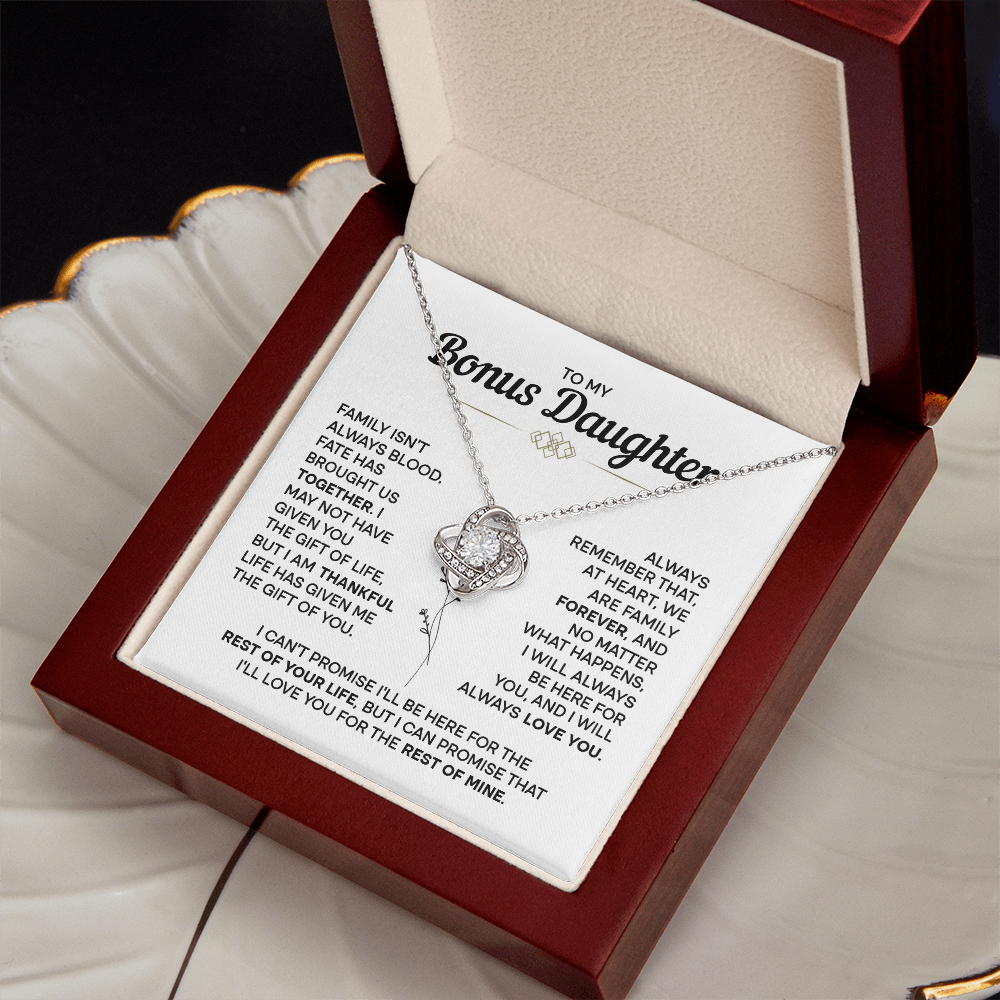 To My Bonus Daughter - My Family Forever - Love Knot Necklace
