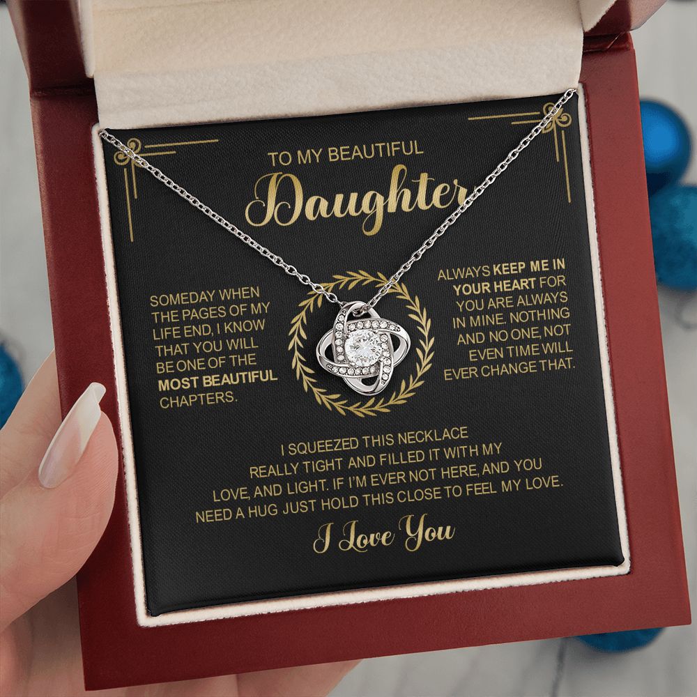 To My Beautiful Daughter - Always Keep You In My Heart - Love Knot Necklace