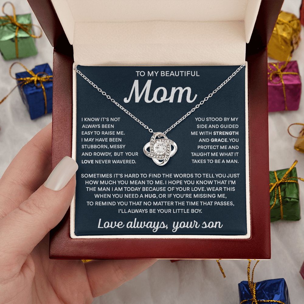 To My Mom - Taught Me To Be A Man, Love Knot Necklace Gift