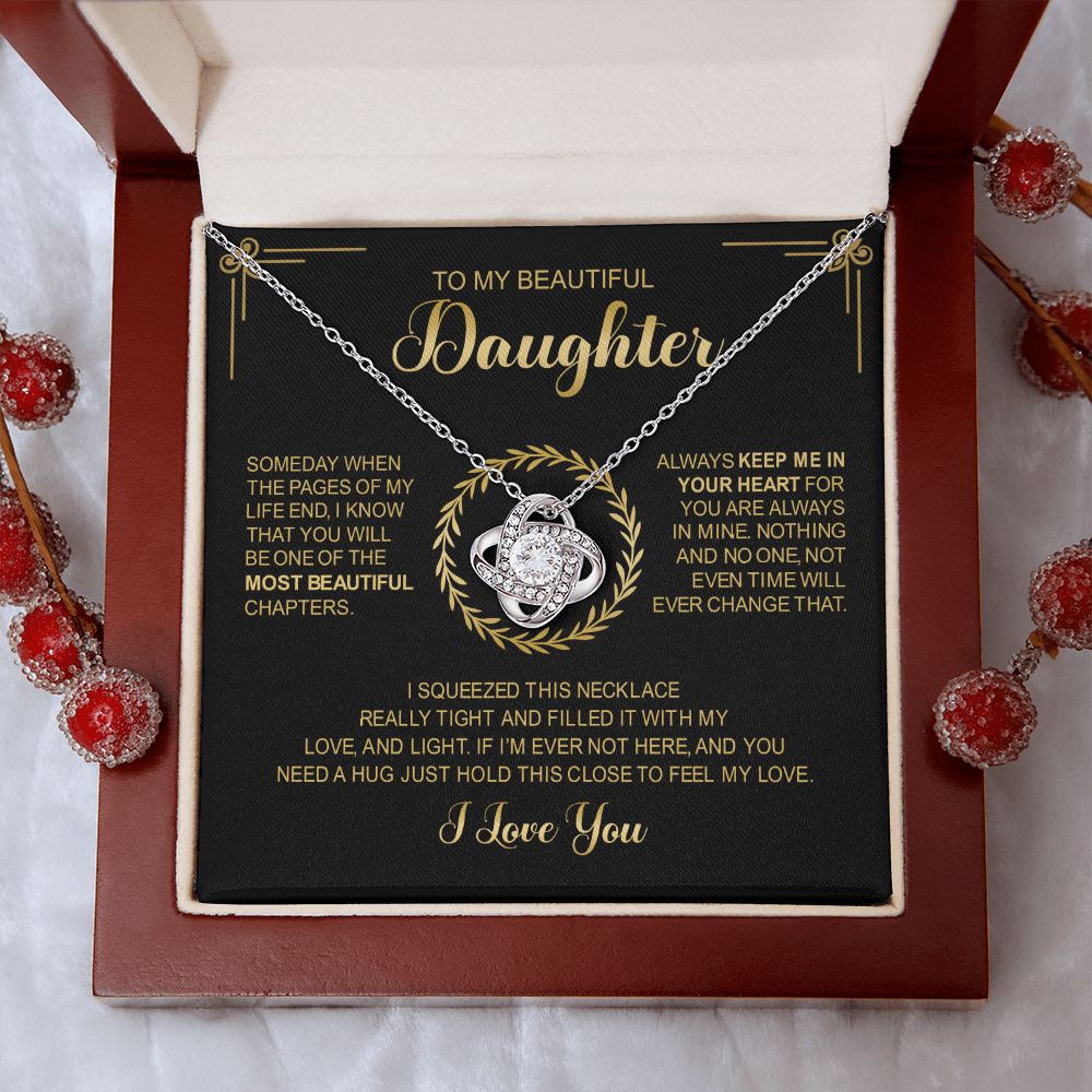 To My Beautiful Daughter - Always Keep You In My Heart - Love Knot Necklace