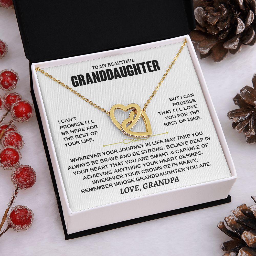 Granddaughter Your Journey, Interlocking Hearts Necklace, Perfect Gift for Granddaughter From Grandpa