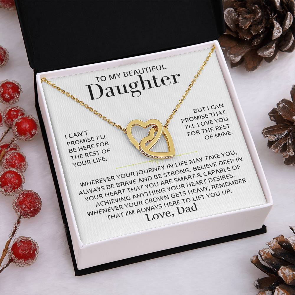 Daughter Always Be Brave - Interlocking Hearts Necklace - Best Gift For Daughter From Dad