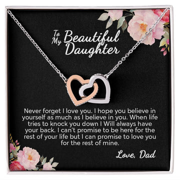 To My Daughter Never Forget I Love You | Best Gift From Dad | Interlocking Hearts necklace