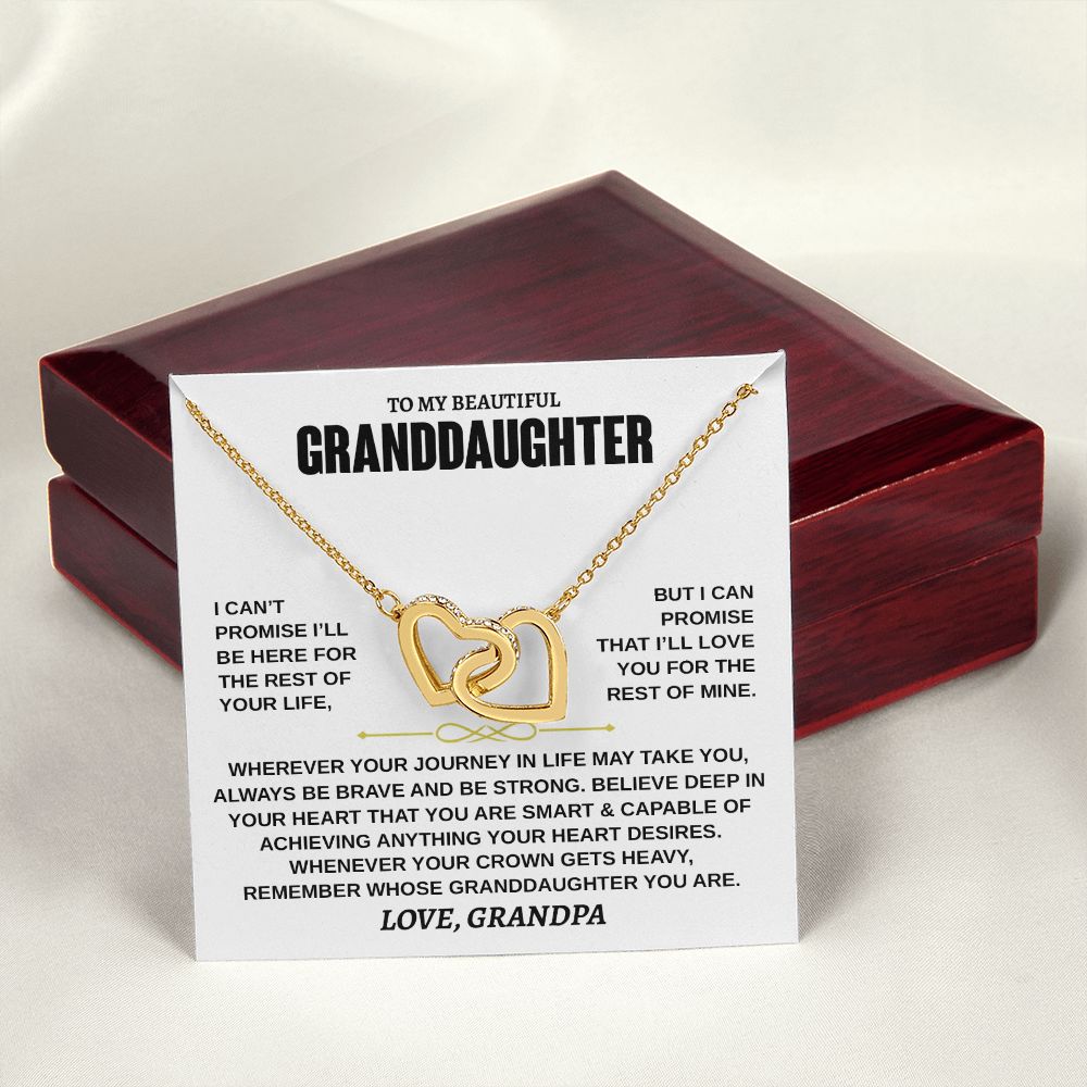 Granddaughter Your Journey, Interlocking Hearts Necklace, Perfect Gift for Granddaughter From Grandpa