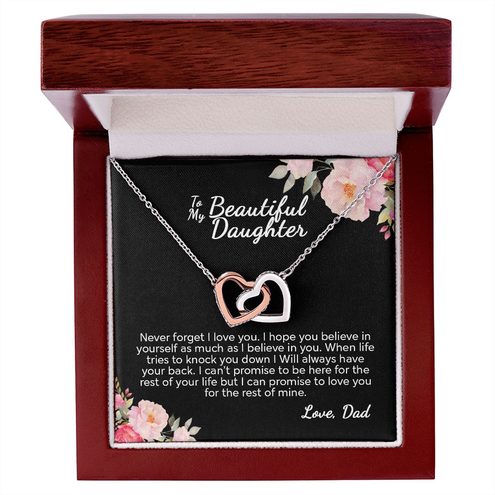 To My Daughter Never Forget I Love You | Best Gift From Dad | Interlocking Hearts necklace