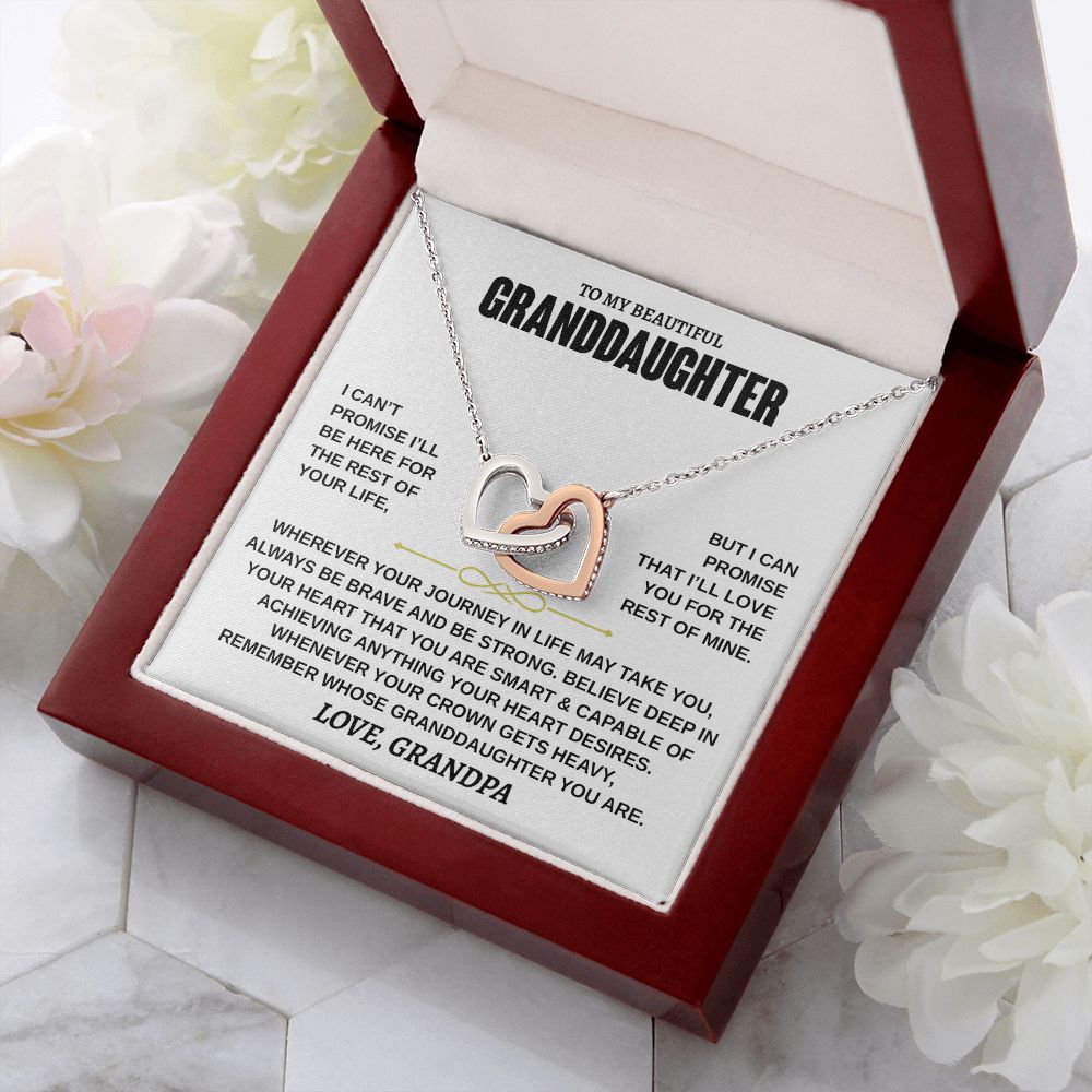 Granddaughter Your Journey, Interlocking Hearts Necklace, Perfect Gift for Granddaughter From Grandpa