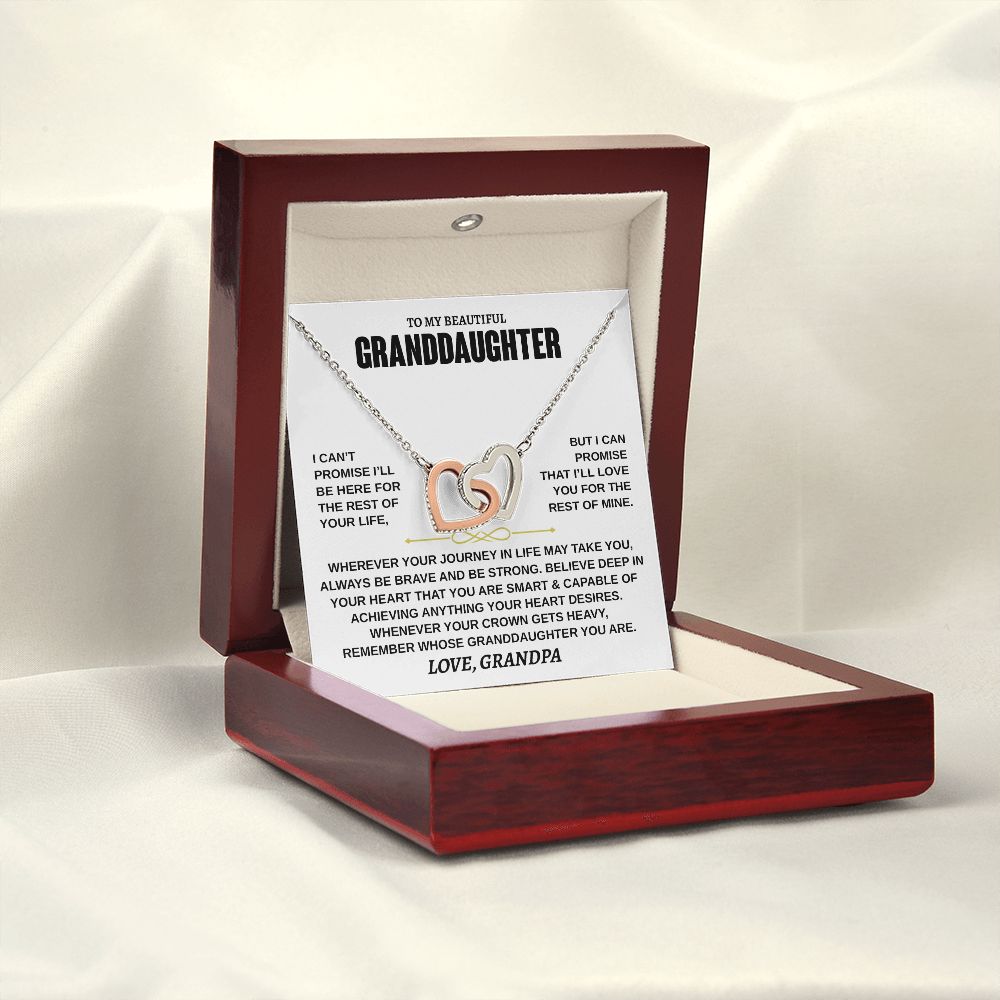 Granddaughter Your Journey, Interlocking Hearts Necklace, Perfect Gift for Granddaughter From Grandpa