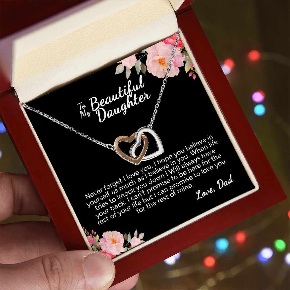 To My Daughter Never Forget I Love You | Best Gift From Dad | Interlocking Hearts necklace