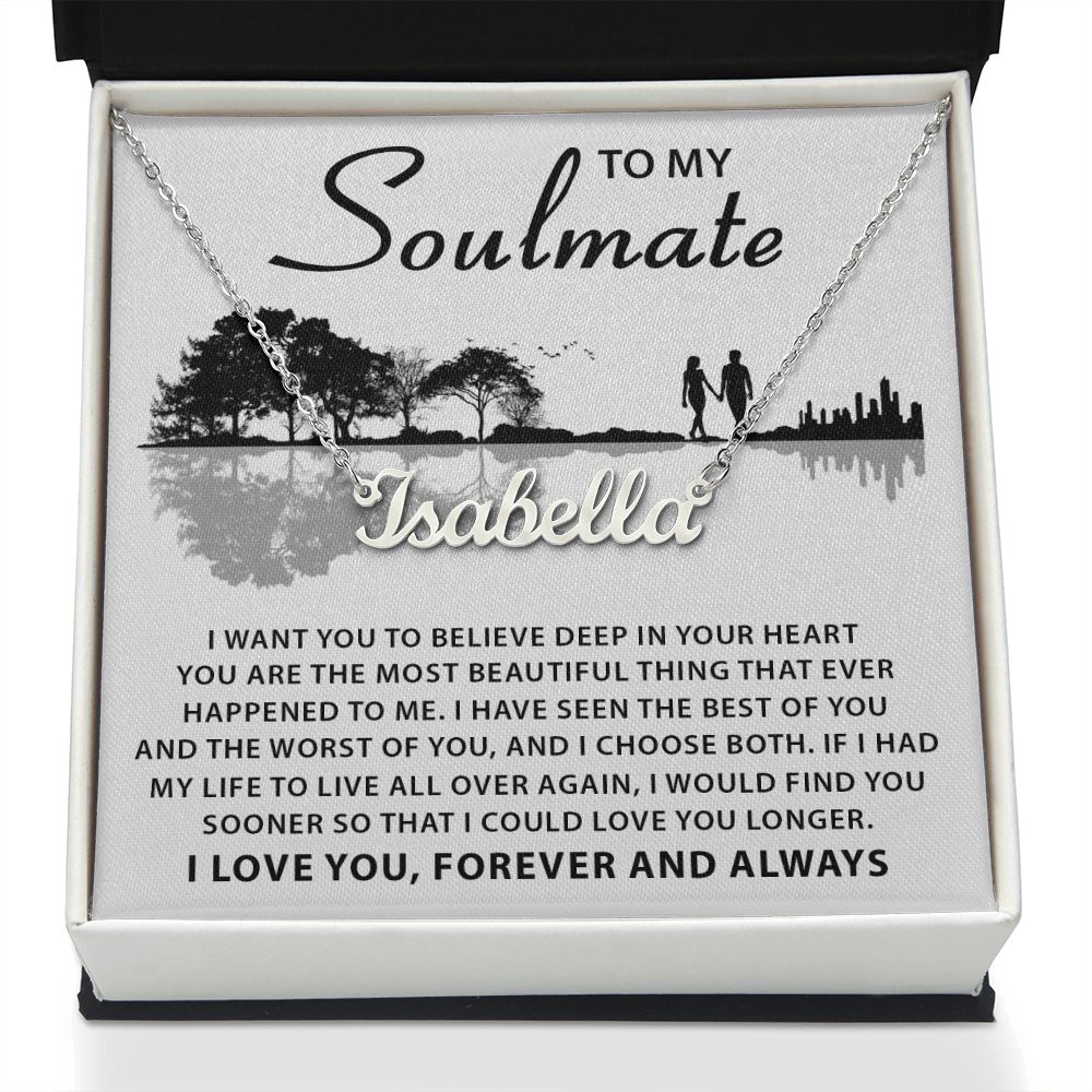 Soulmate Deep In Your Heart, Personalized Name Necklace, Custom Jewelry Gift For Her