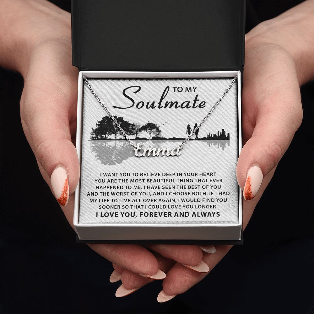 Soulmate Deep In Your Heart, Personalized Name Necklace, Custom Jewelry Gift For Her