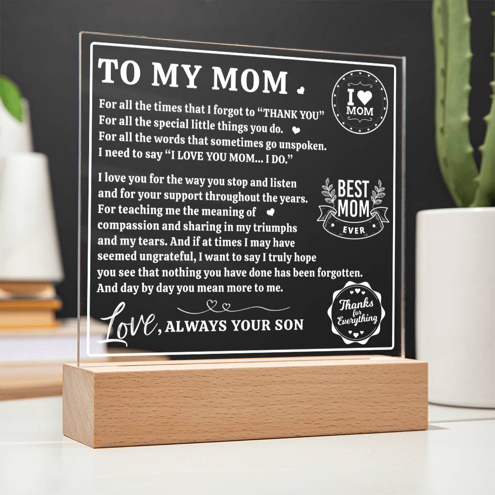 Mom For All The Times - Square Acrylic Plaque - Mother's Day Gift