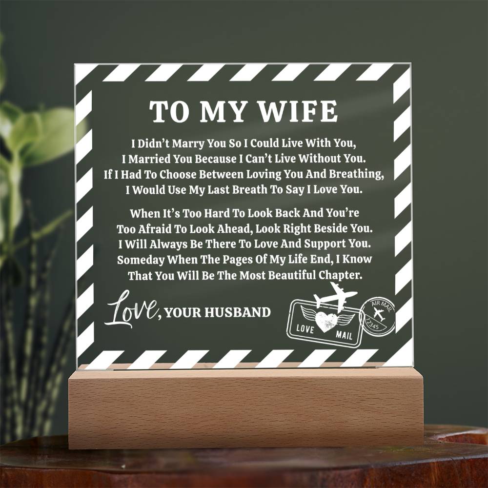 Wife Love Letter Keepsake - Square Acrylic Plaque - Anniversary Gift For Wife