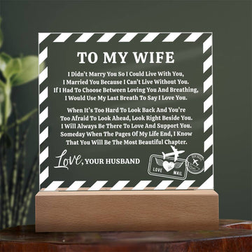 Wife Love Letter Keepsake - Square Acrylic Plaque - Anniversary Gift For Wife