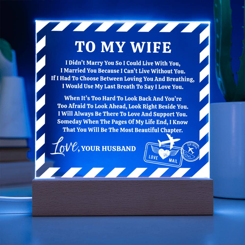 Wife Love Letter Keepsake - Square Acrylic Plaque - Anniversary Gift For Wife