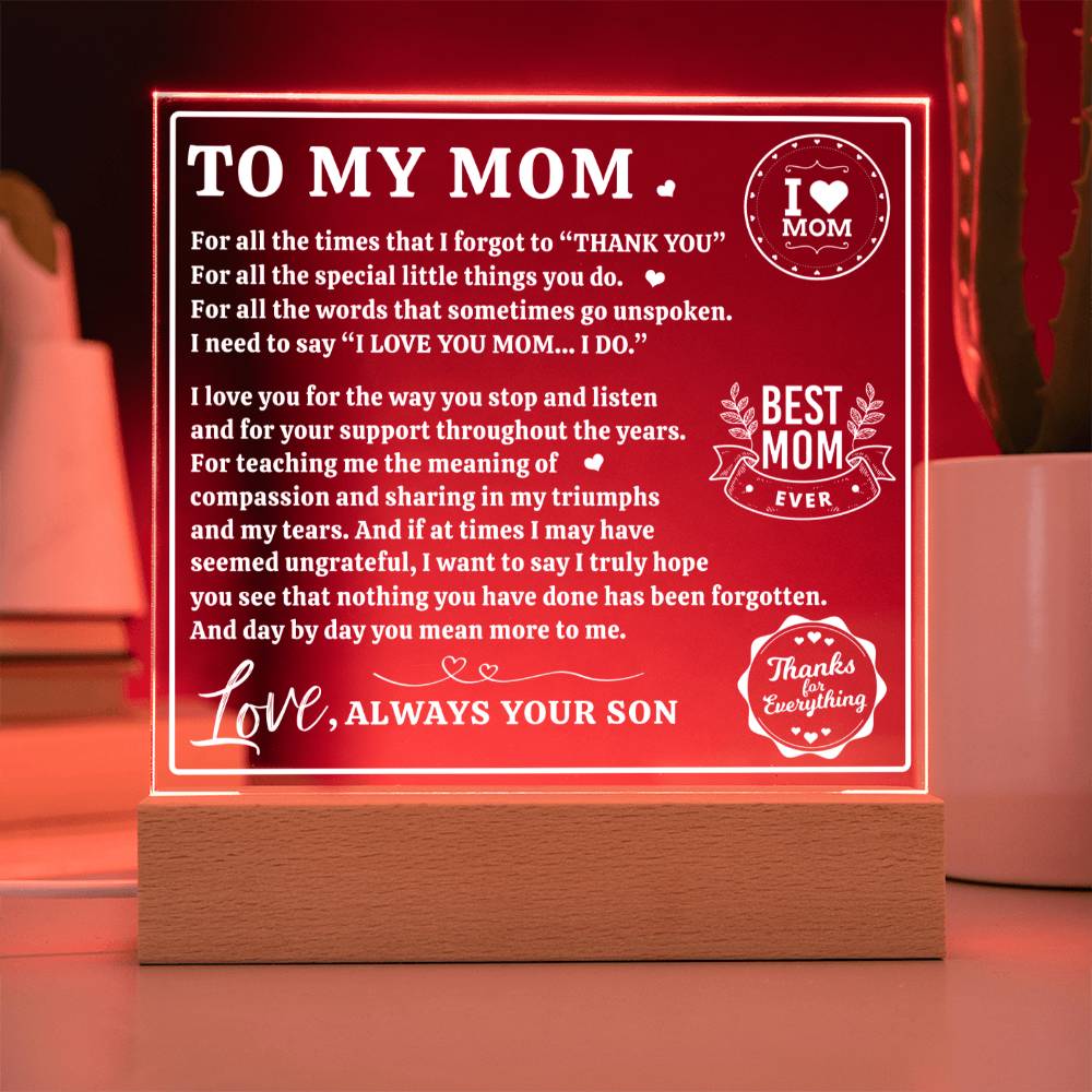 Mom For All The Times - Square Acrylic Plaque - Mother's Day Gift