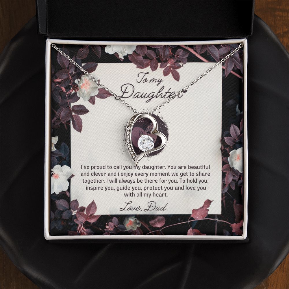 Proud To Call You My Daughter Necklace Gift with Message Card, 18k Yellow Gold Jewelry Gift to Daughter, Meaningful Gift for Daughter from Dad on Christmas