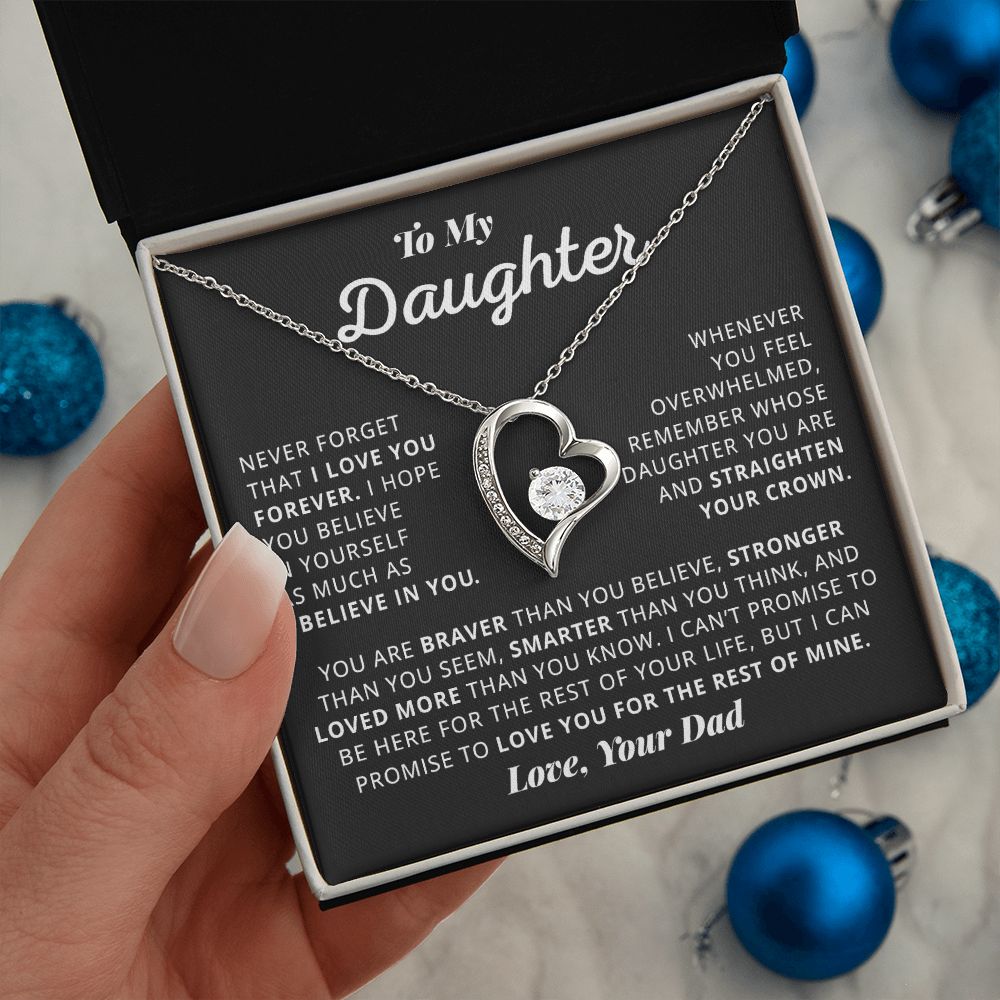 Daughter Believe In Yourself, Forever Love Necklace, Gift For Daughter From Dad, Birthday Christmas Gift Idea