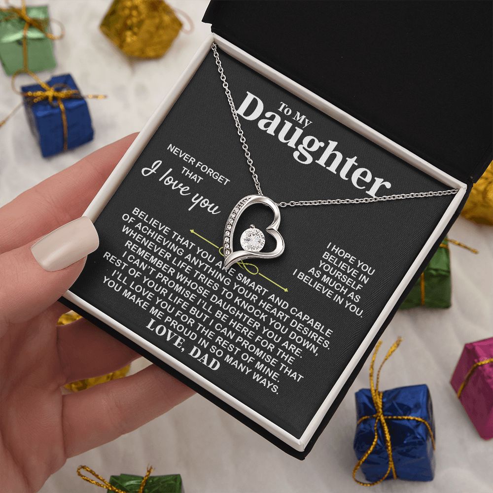 To My Daughter, Believe In Yourself, Forever Love Necklace, Gift For Daughter From Dad
